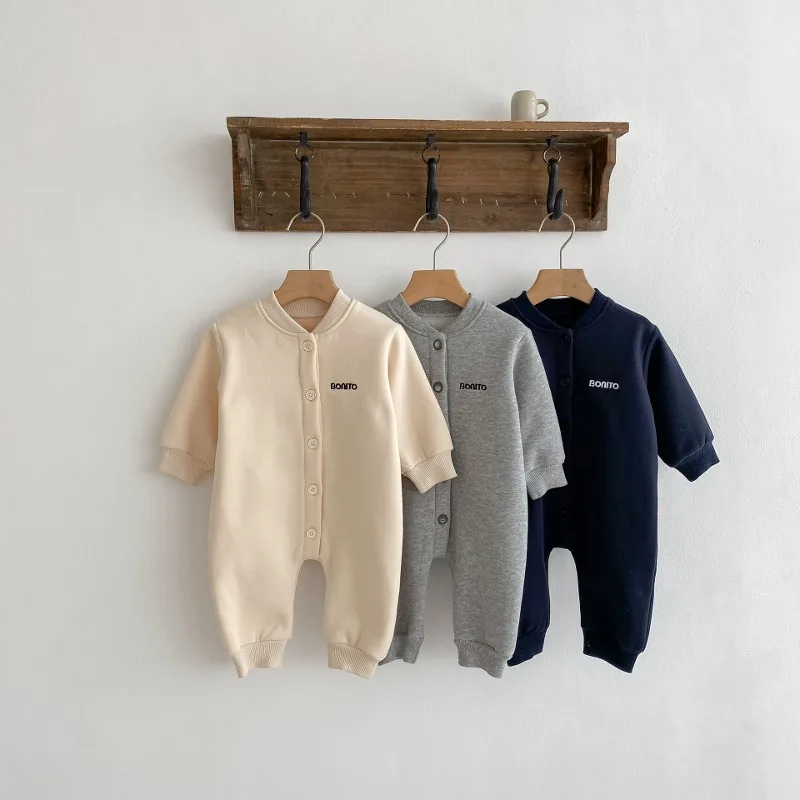 【BABY】BONITO裏起毛前開きベビーロンパース