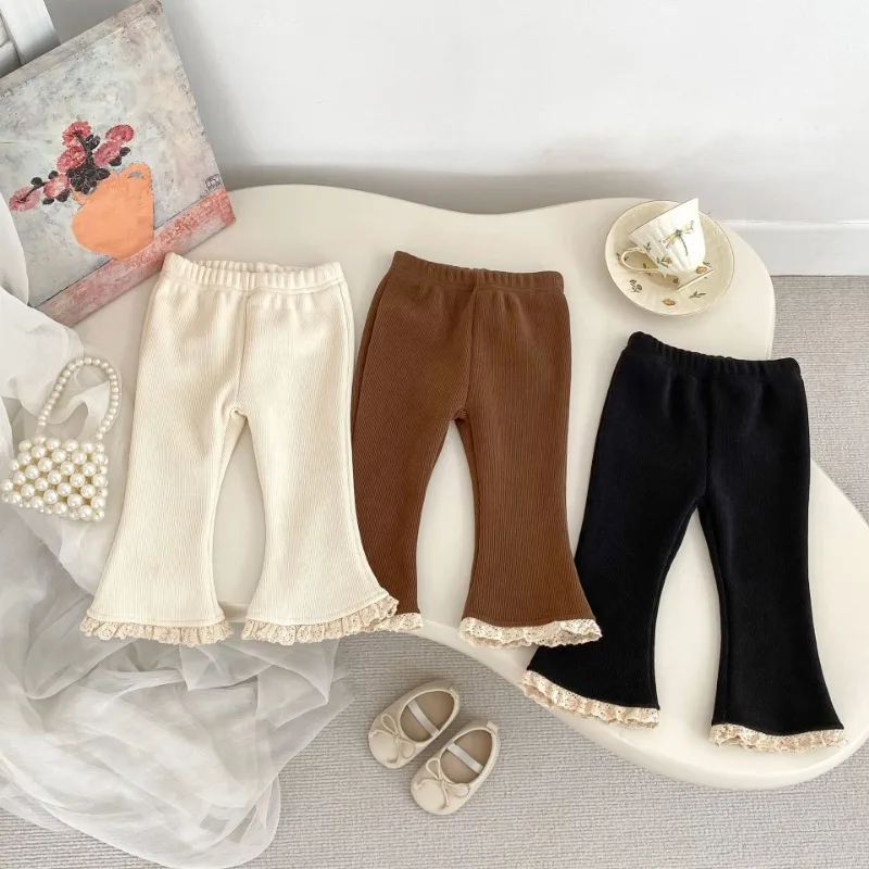 【BABY】裾レース裏起毛フレアパンツ