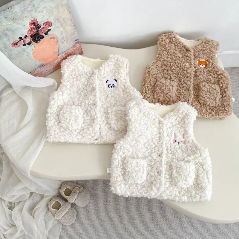 【BABY】スマイルモチーフ起毛ベビーベスト