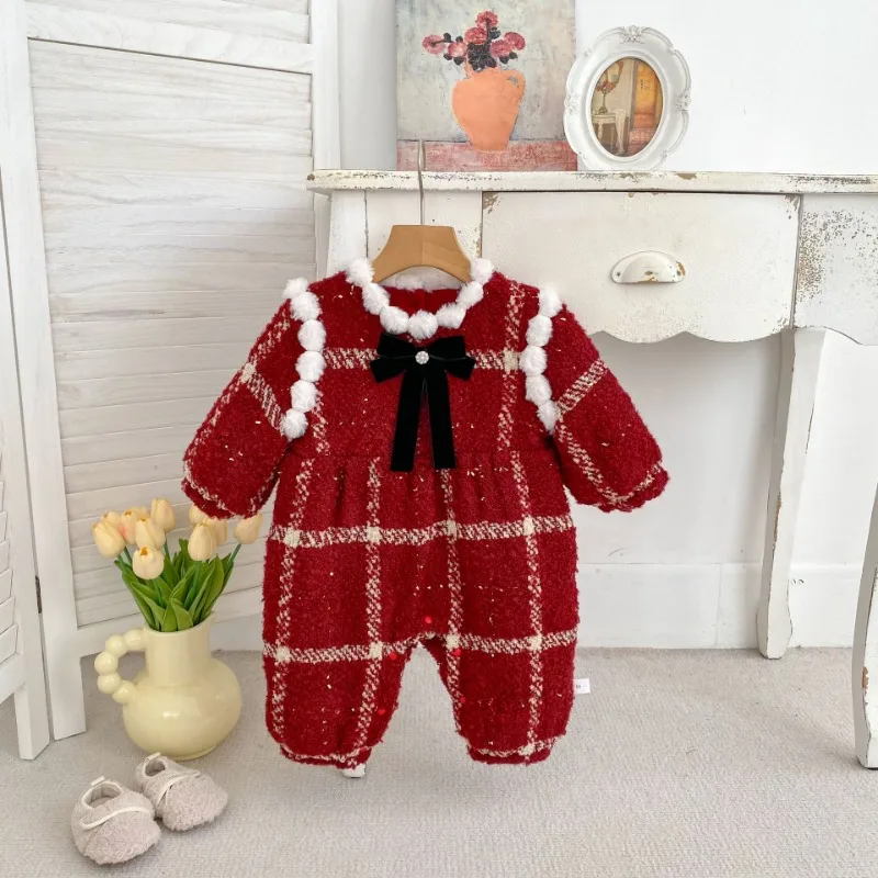 【BABY】ホリデーパーティーチェックロンパース