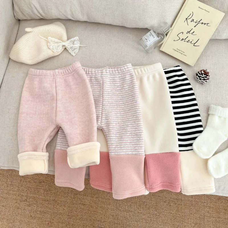 【BABY】裾配色切り替えデザイン裏起毛レギンス