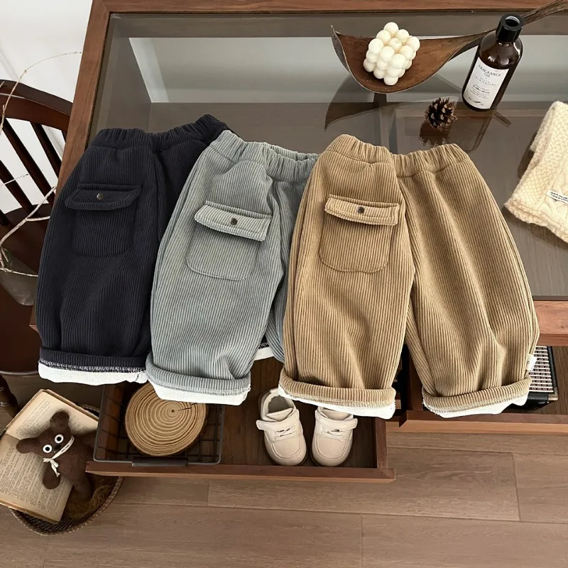 【BABY】ボタンポケット裏起毛コーデュロイパンツ