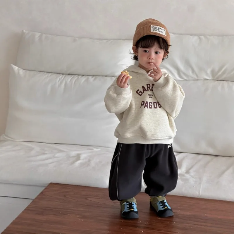 【BABY】裏起毛英字プリントフード付きスウェット