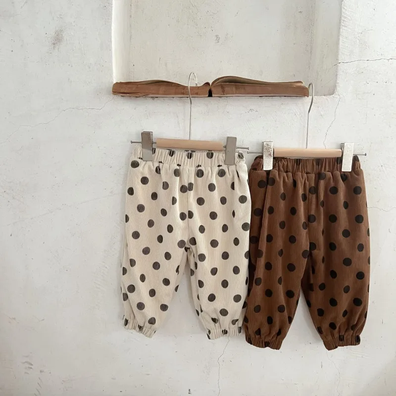 【BABY】コミックドット柄裏起毛ベビーロングパンツ