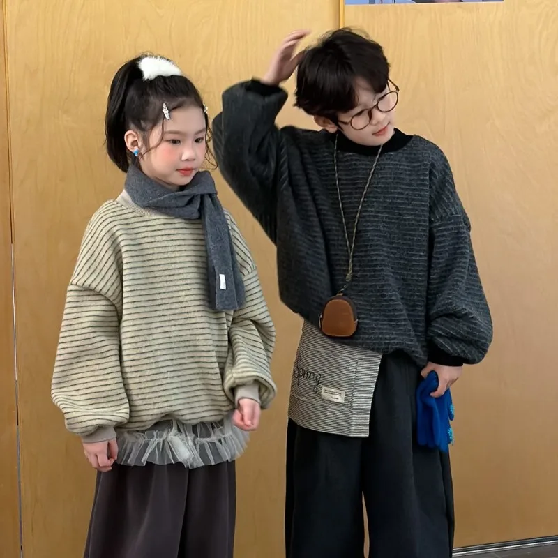 【KID】ストライプ裏起毛スウェットトレーナー