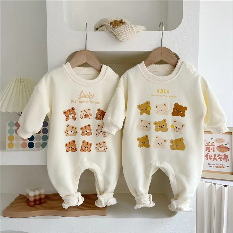 【BABY】まんまるアニマルデザインベビーロンパース