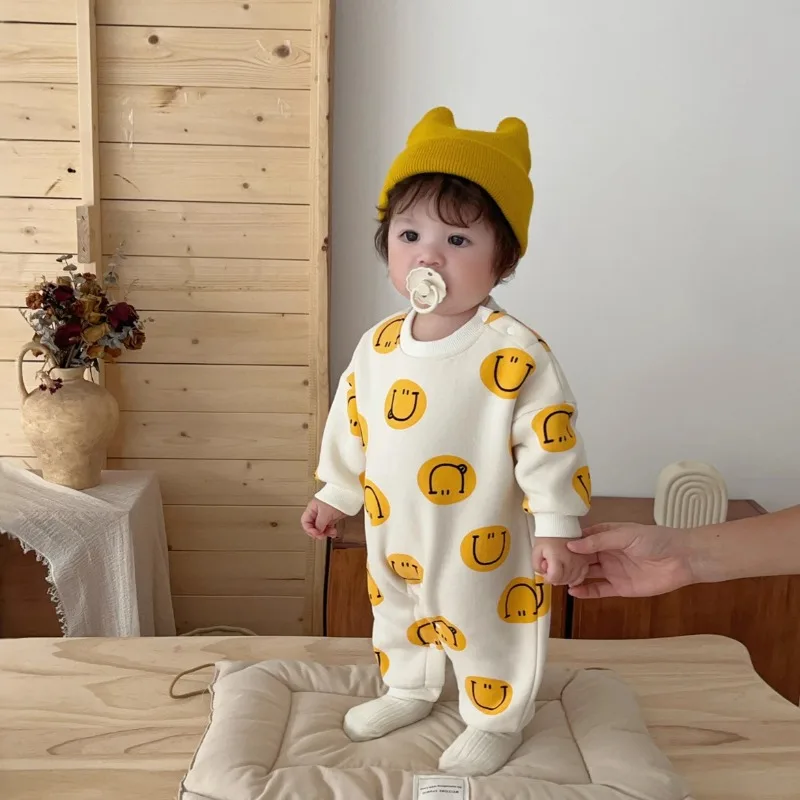 【BABY】ビッグスマイル柄ベビーロンパース