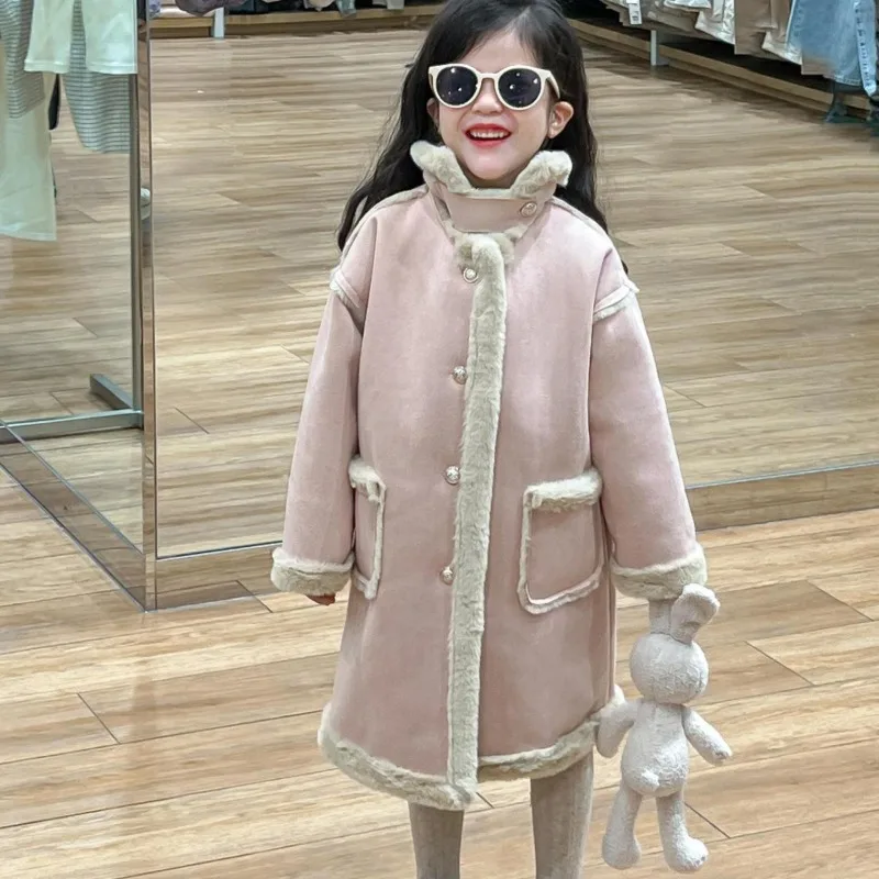 【KID】ピンクボア裏起毛ロングムートンコート
