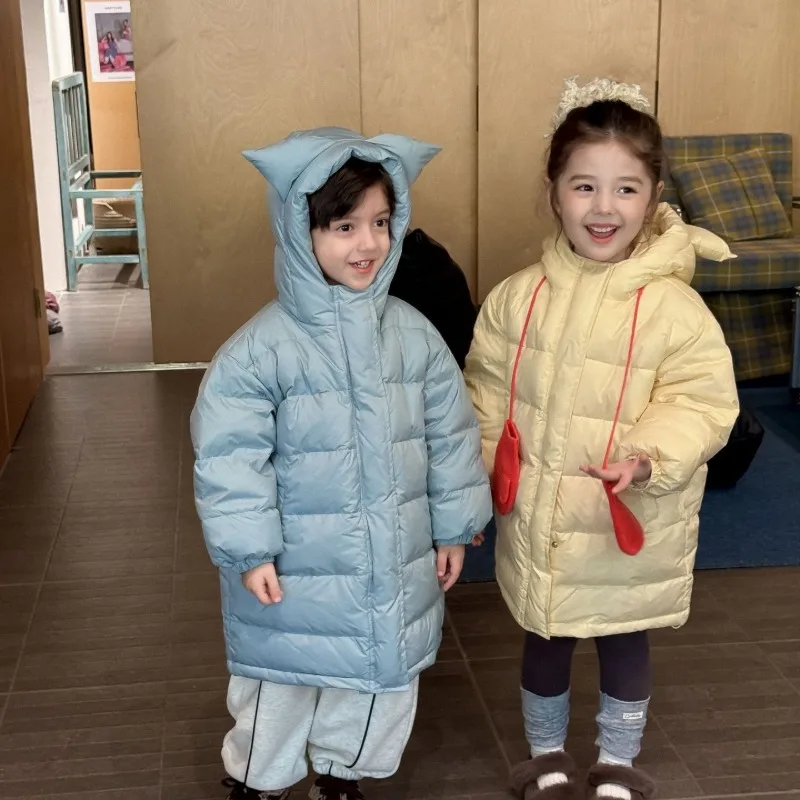 【KID】リトルキャットフード付きロングダウンコート