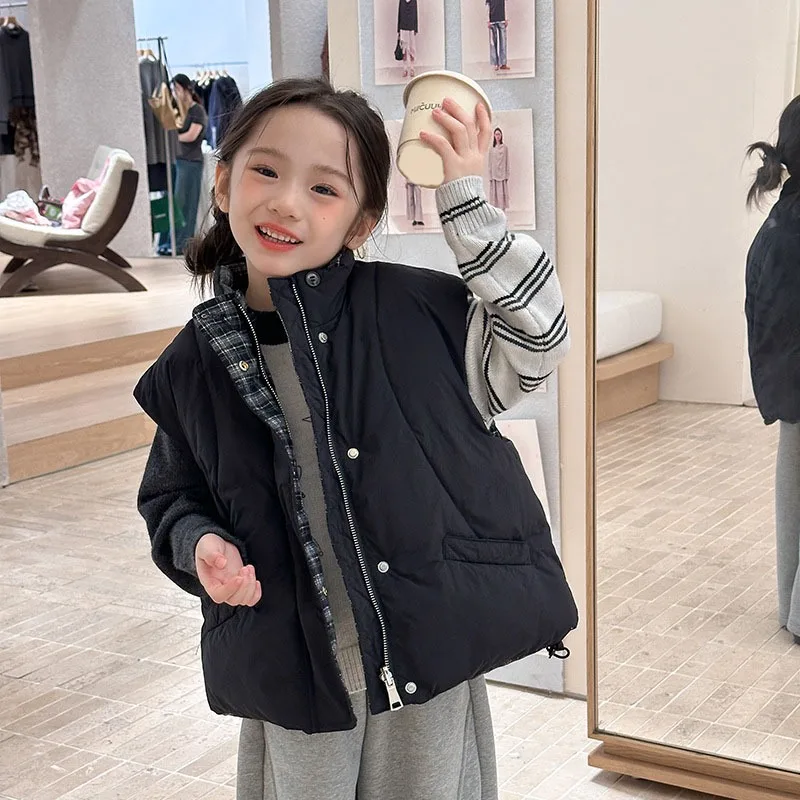 【KID】チェック柄リバーシブル中綿ベスト