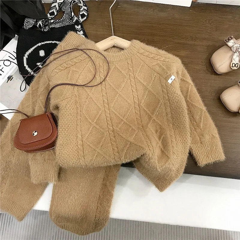 【セット】ベージュケーブル編みニットセットアップ