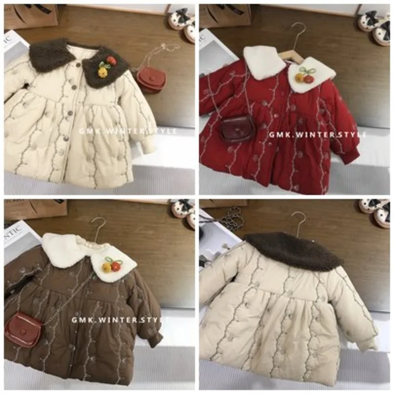 【KID】ガーデンフラワー柄裏起毛中綿ロングコート