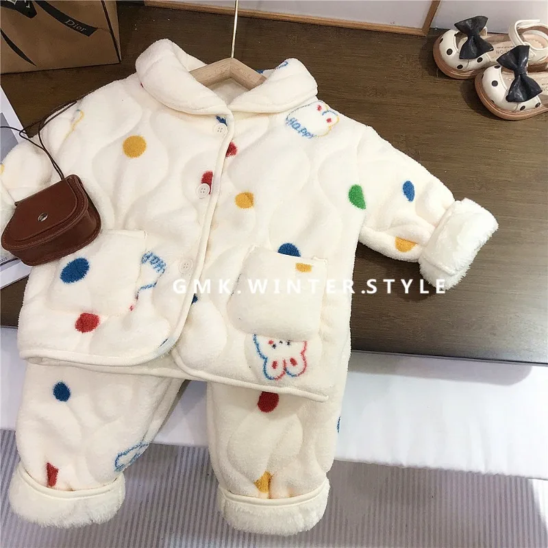 【セット】カラフルチョコボール柄裏起毛パジャマセット