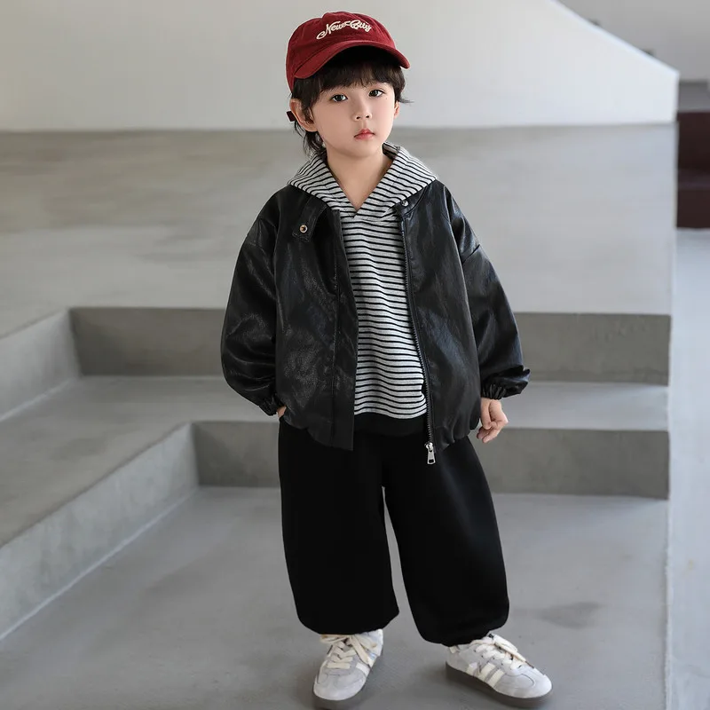 【セット】ストライプフードジップアップトップス・ジャケット・パンツ三点セット