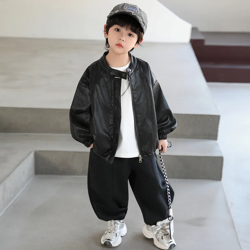 【セット】レザージャケットTシャツパンツ三点セット