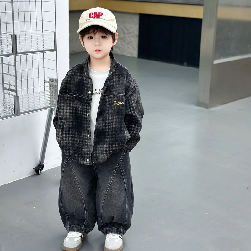 【セット】チェック柄ジャケットTシャツパンツ3点セット