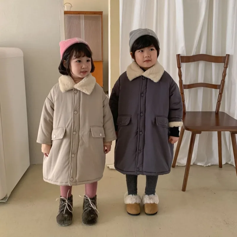 【KID】裏起毛ボア襟キッズロングコート