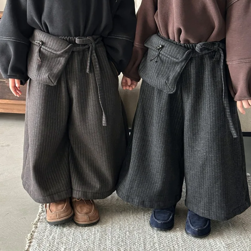 【KID】ストライプ柄ワイドシルエットパンツ