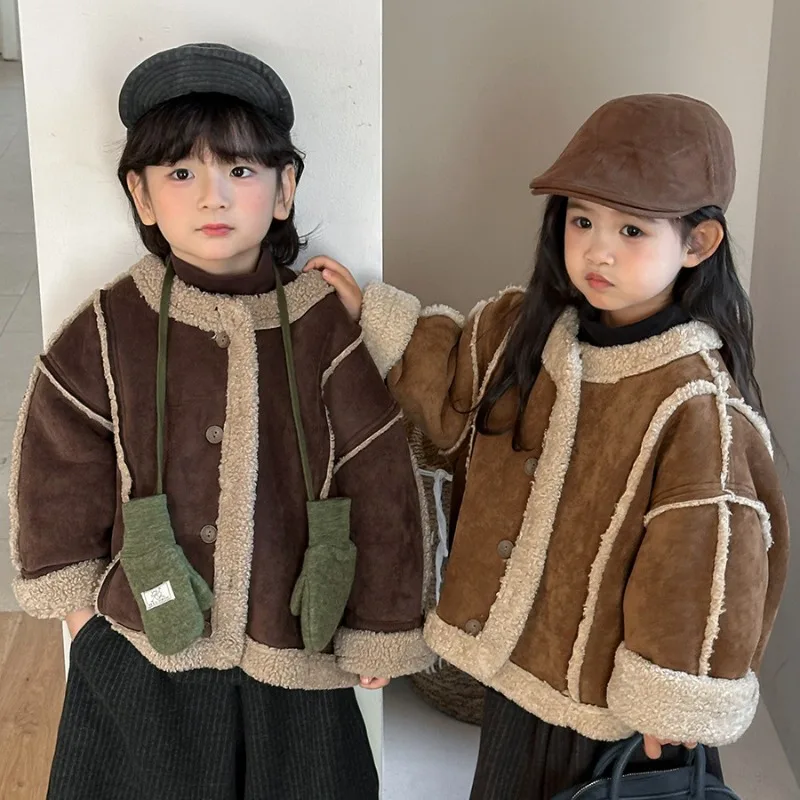 【KID】配色パイピングムートンジャケット