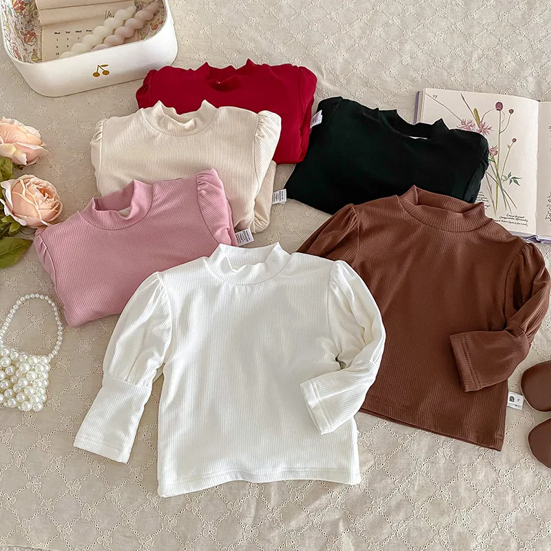 【BABY】裏起毛パフスリーブハイネック長袖Tシャツ