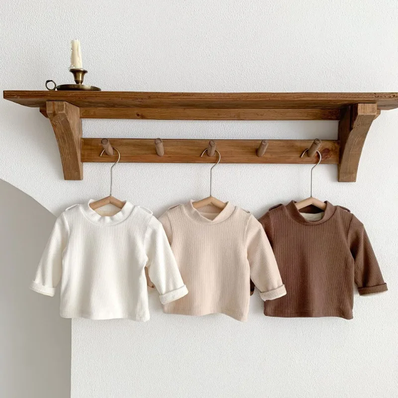 【BABY】裏起毛リブ編みベビー長袖Tシャツ