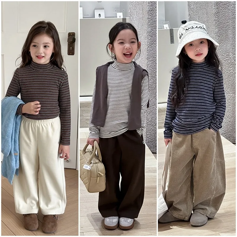 【KID】ストライプハイネック長袖カットソー