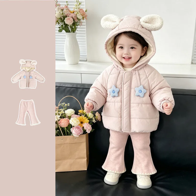 【BABY】くま耳フード付き裏起毛パデッドジャケット