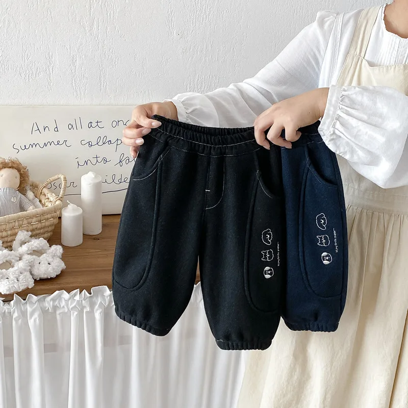 【BABY】英字デザイン裏起毛ベビージョガーパンツ