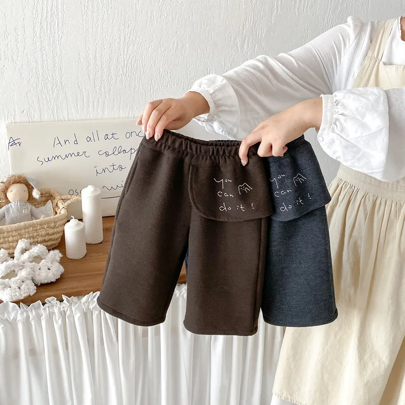 【BABY】英字デザイン裏起毛ベビーワイドパンツ