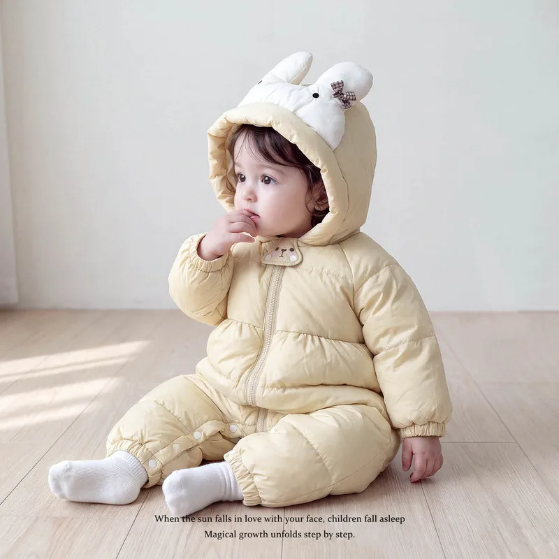 【BABY】エッグプディングうさ耳フードロンパース