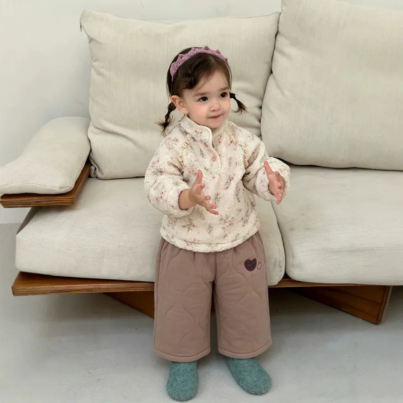 【BABY】コーナーフラワーフリース長袖Tシャツ