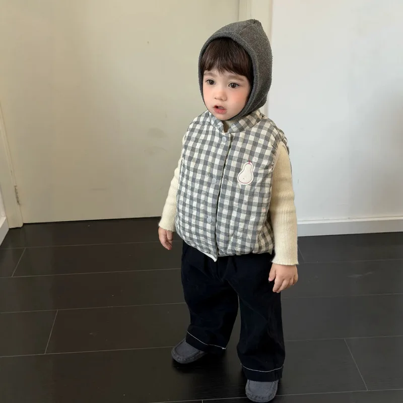 【BABY】グレーチェックベスト
