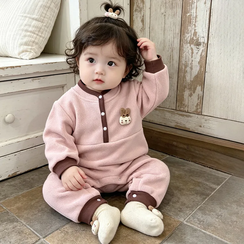 【BABY】うさぎモチーフ裏起毛ベビーロンパース