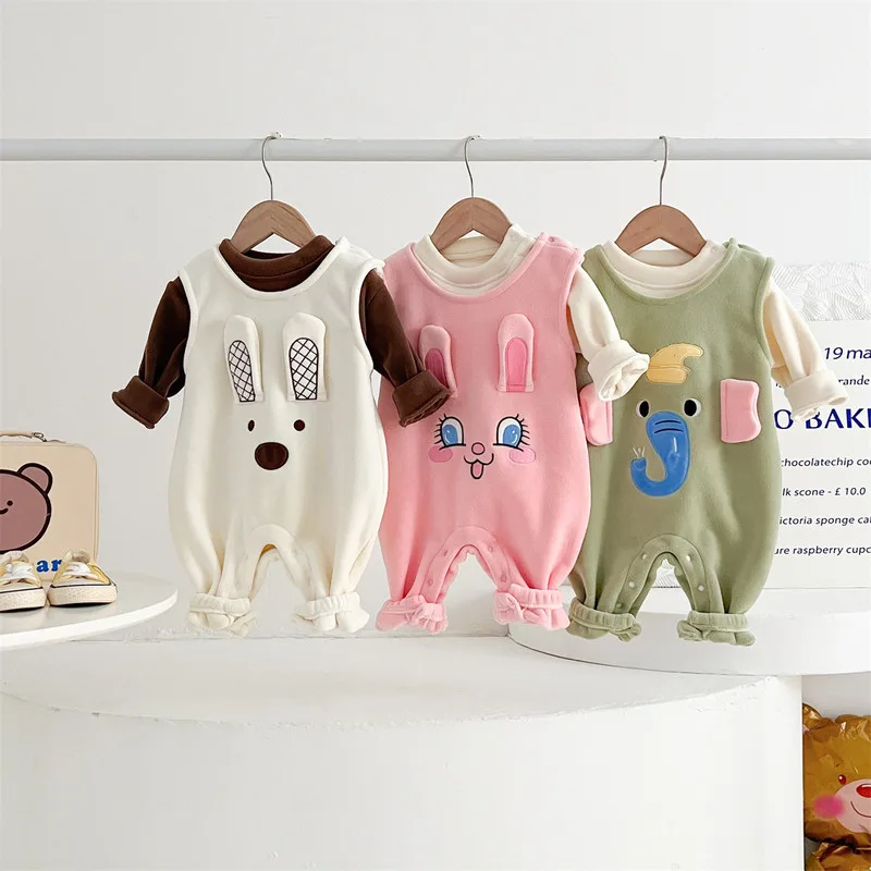 【セット】裏起毛うさぎフェイスTシャツ＋ロンパースセット