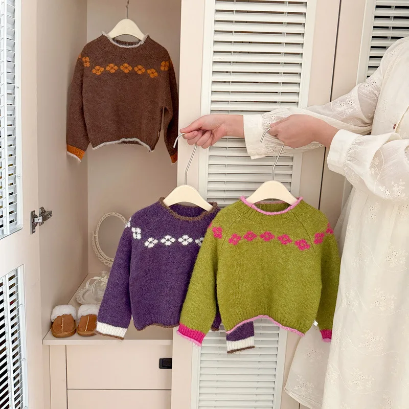 【BABY】フラワーラインデザインニットTシャツ
