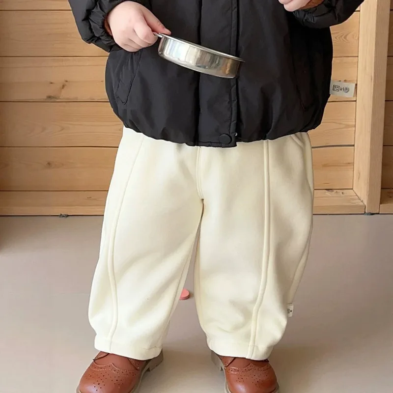 【BABY】アイボリー裏起毛キッズロングパンツ