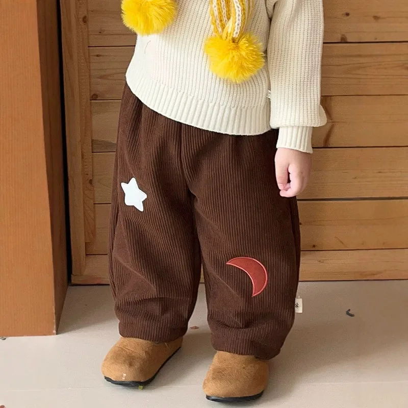 【BABY】星月モチーフコーデュロイ裏起毛パンツ