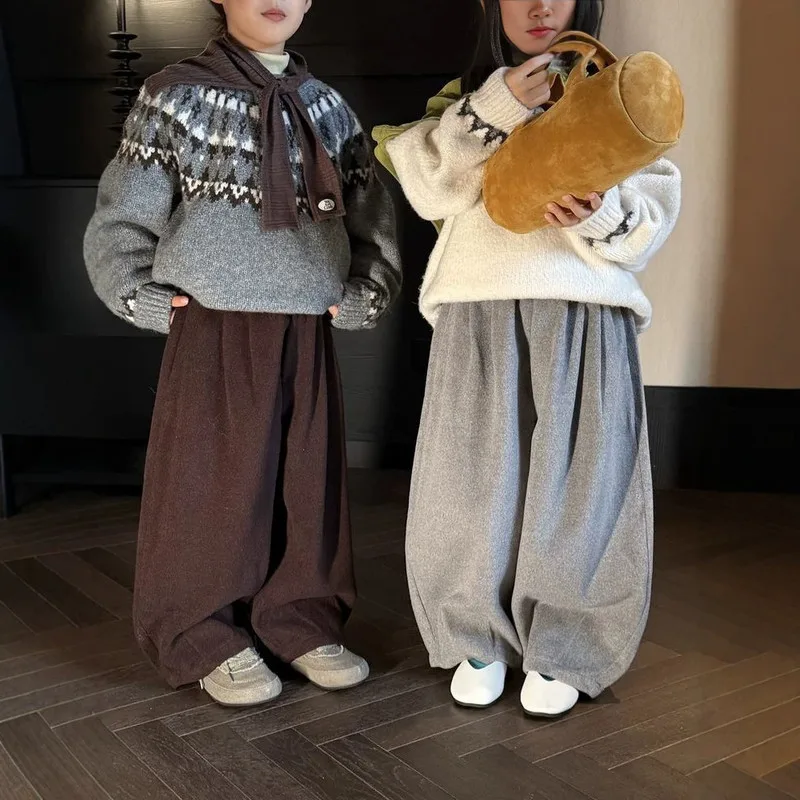 【KID】裏起毛ワイドシルエットキッズパンツ
