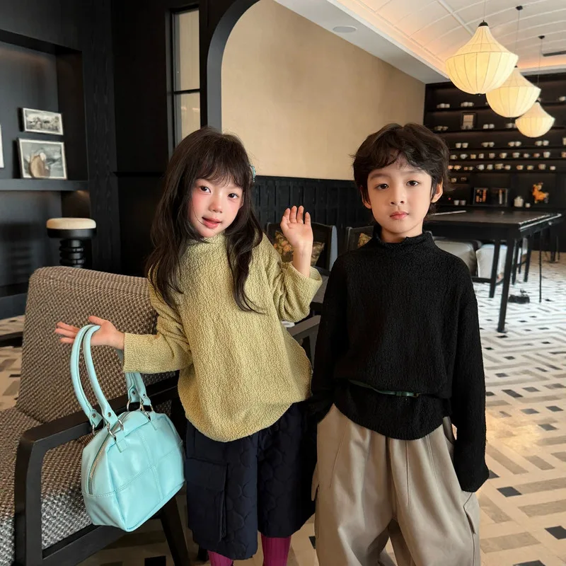 【KID】キッズ無地長袖ニットTシャツ