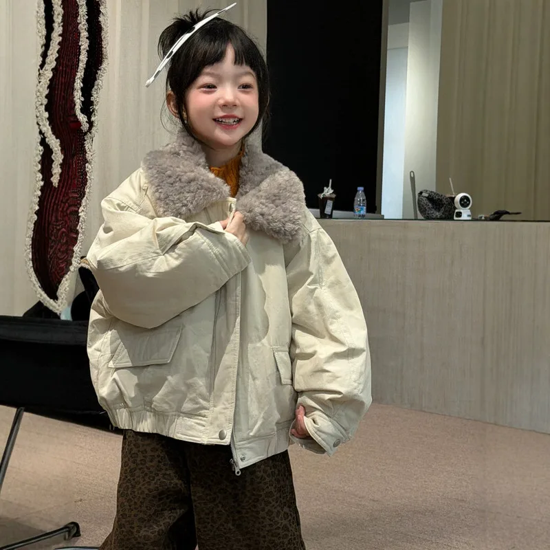 【KID】アイボリーファーカラー中綿ジャケット