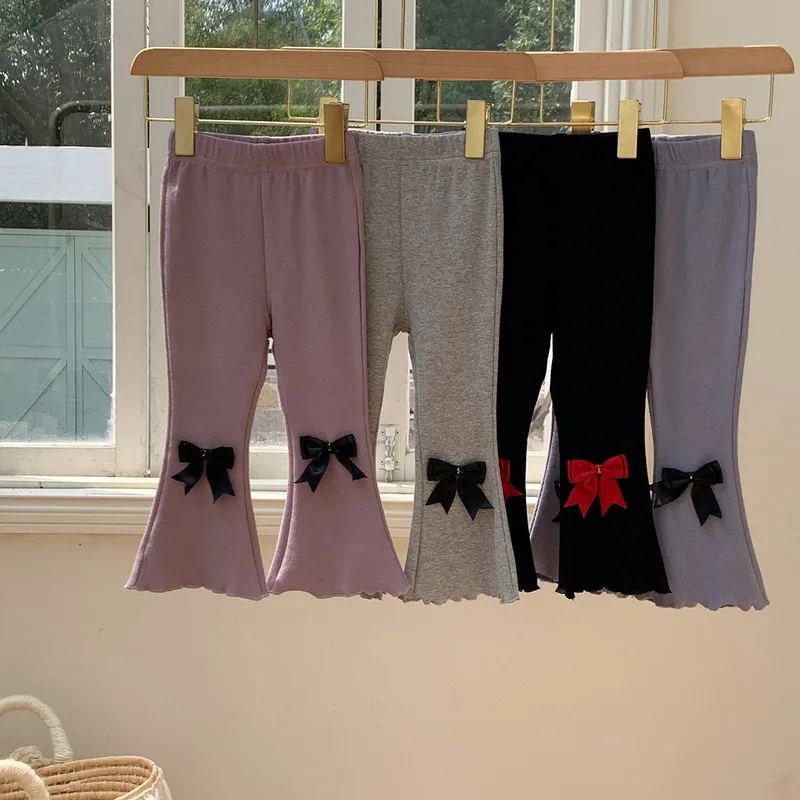 【KID】キッズリボン付きフレアロングパンツ