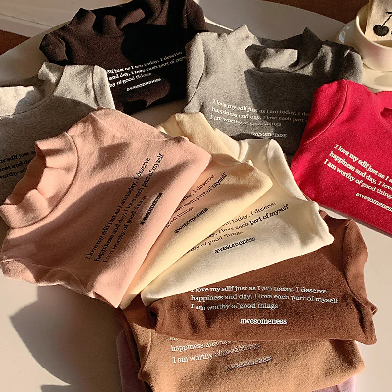 【KID】英字レタリングハイネック長袖Tシャツ