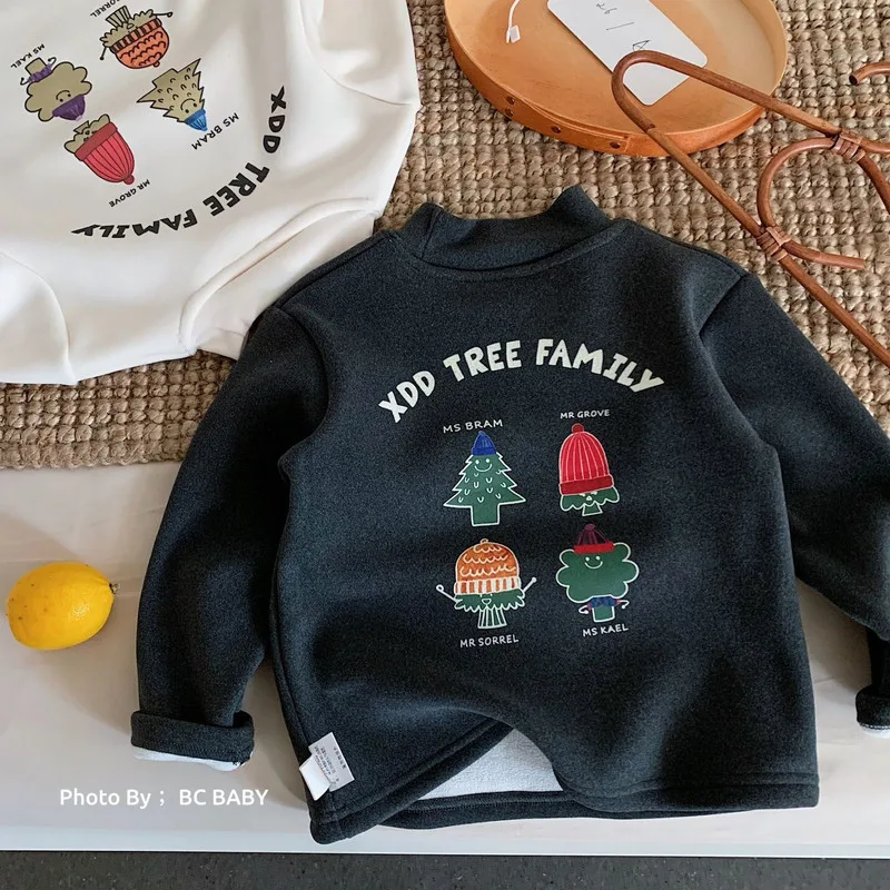 【KID】木のイラスト裏起毛長袖Tシャツ