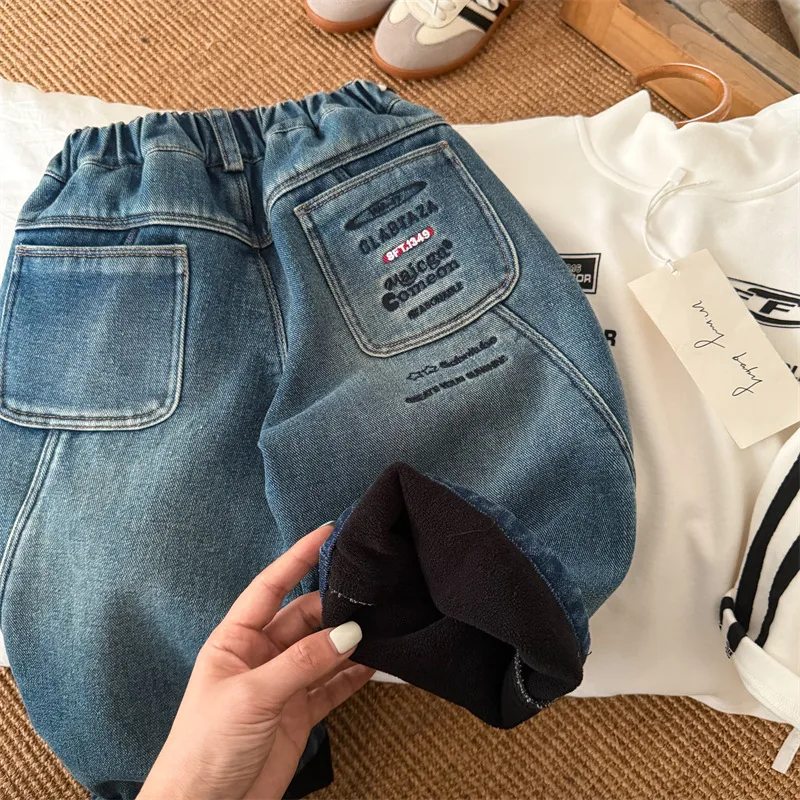 【KID】ウォッシュ加工ポケット裏起毛デニムパンツ
