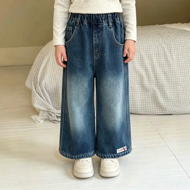【KID】ポケット付き裏起毛ストレートデニムパンツ