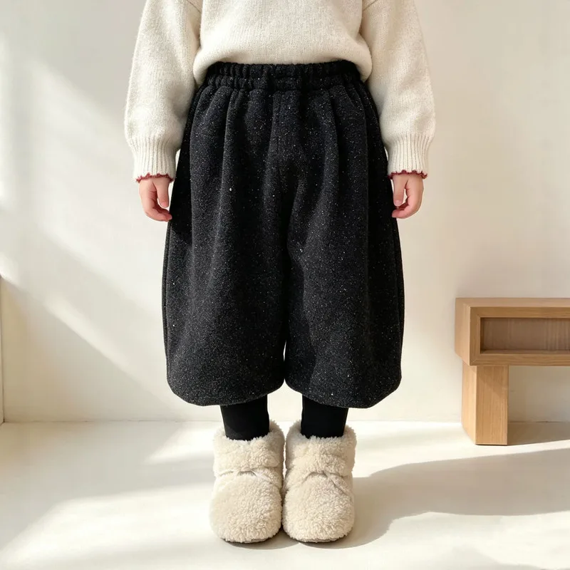 【KID】ウエストゴムワイドシルエット裏起毛パンツ