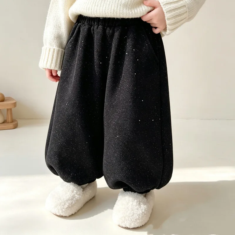【KID】グリッター裏起毛ウエストゴムジョガーパンツ