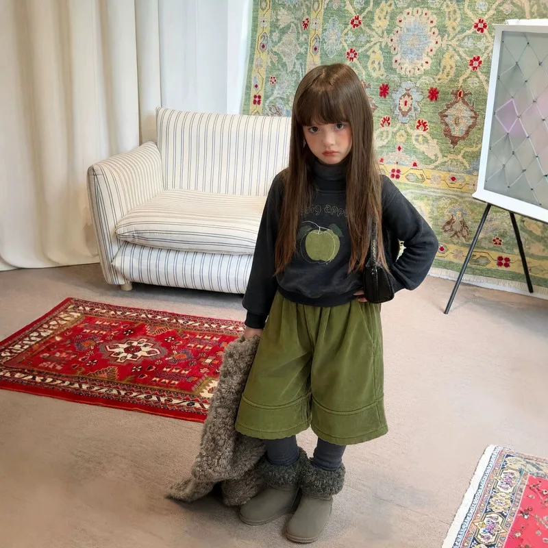 【セット】アップルグラフィック裏起毛ワイドパンツセットアップ