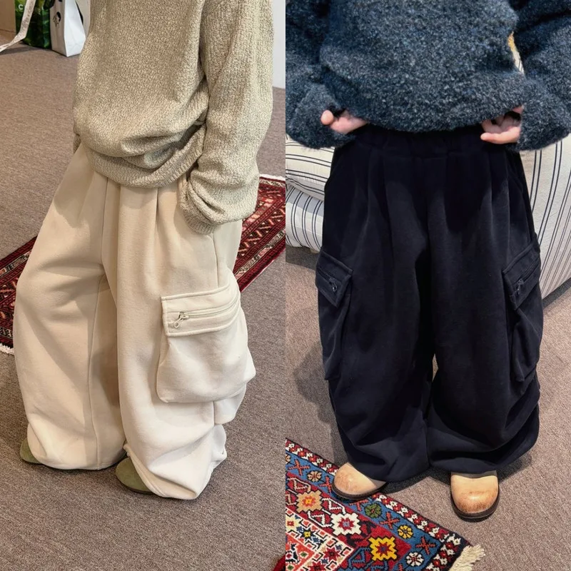 【KID】ルーズフィットカーゴ裏起毛ワイドパンツ