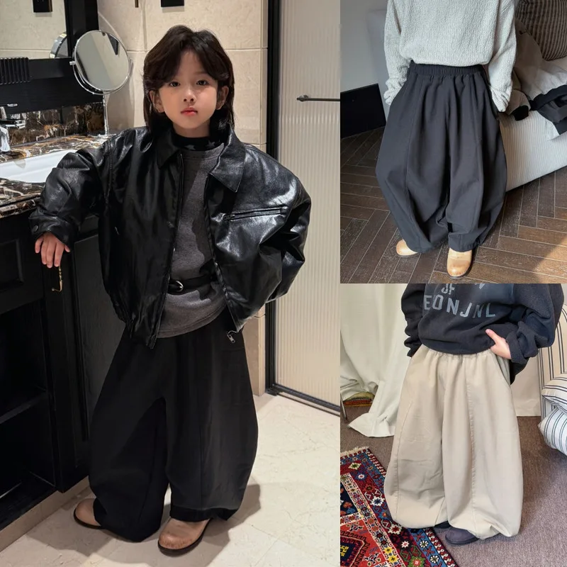 【KID】ウエストゴム裏起毛ワイドシルエットパンツ
